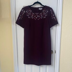 Calvin Klein Purple Embroidered Mini Dress